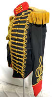 Veste de cérémonie noire et rouge, style général, neuve, avec tressage doré sur le devant, uniformes napoléoniens dorés sans accessoires d'épaule.