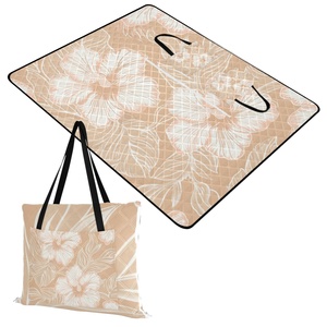 ผ้าห่มลายฮาวายสำหรับกิจกรรมกลางแจ้ง ผ้าปูชายหาดแบบพกพา กันน้ำ พับเก็บได้ มีซิป กระเป๋าหิ้วสำหรับช้อปปิ้ง ผ้าปูปิกนิก - Product Image 1