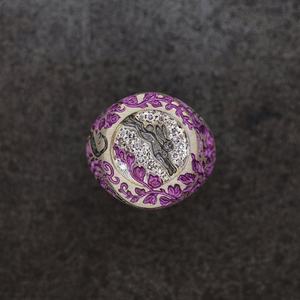 Anillo Esmaltado Hecho a Mano con Diseño Floral Azul y Dorado, Detalles de Diamantes, Joyería de Moda - Product Image 6