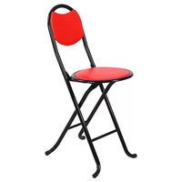 Tabouret de bar pliable de qualité commerciale ZDY-78 avec siège rouge et cadre noir, design moderne, garantie de 2 ans