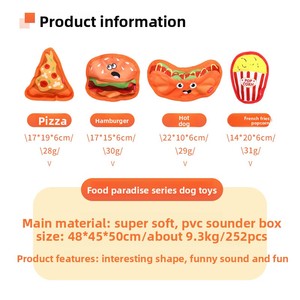 Jouets pour chiens résistants aux morsures, adaptés à la dentition, divertissants, anti-ennui, émettant des sons, design réaliste hamburger et frites - Product Image 4