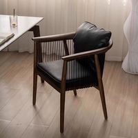 Chaise de salle à manger en bois massif de style chinois, chaise de salle à manger de luxe pour salon de thé, accoudoirs haut de gamme, finition noyer pour usage domestique