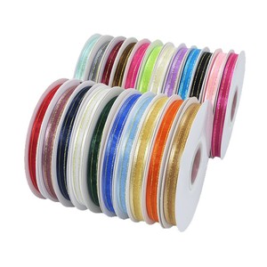 FangZHI 1Cm Gold Edge Organza Ribbon Solid Color Glitter Nylon Craft Hair Accessory Decoration - Product Image 5
