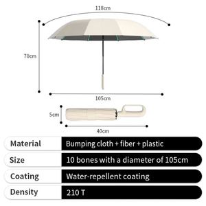 Parapluie solaire moderne et portable à 3 plis avec poignée à crochet pour cadeaux d'affaires, ouverture entièrement automatique et accrochage facile, utilisation en extérieur - Product Image 5