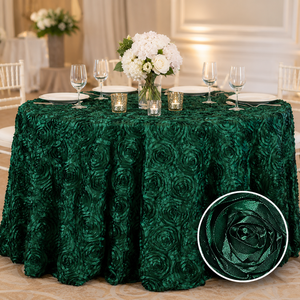 Custom Floral 3D Rosette <b>Tablecloth</b> Raised Rose Polyester Table Cover for Hotel Banquet Wedding Events - Product Image 1