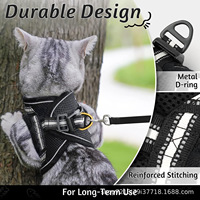 Harness & Tali Kucing Bahan Nylon Mewah, Ringan, Bernapas, Anti Lepas, Dapat Disesuaikan, untuk Anak Kucing
