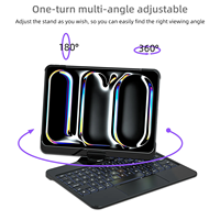 HT 360 °   Clavier sans fil rotatif pour iPad 11e génération A16 11 pouces avec pavé tactile rétroéclairé et support pour stylet (Argent) - En stock