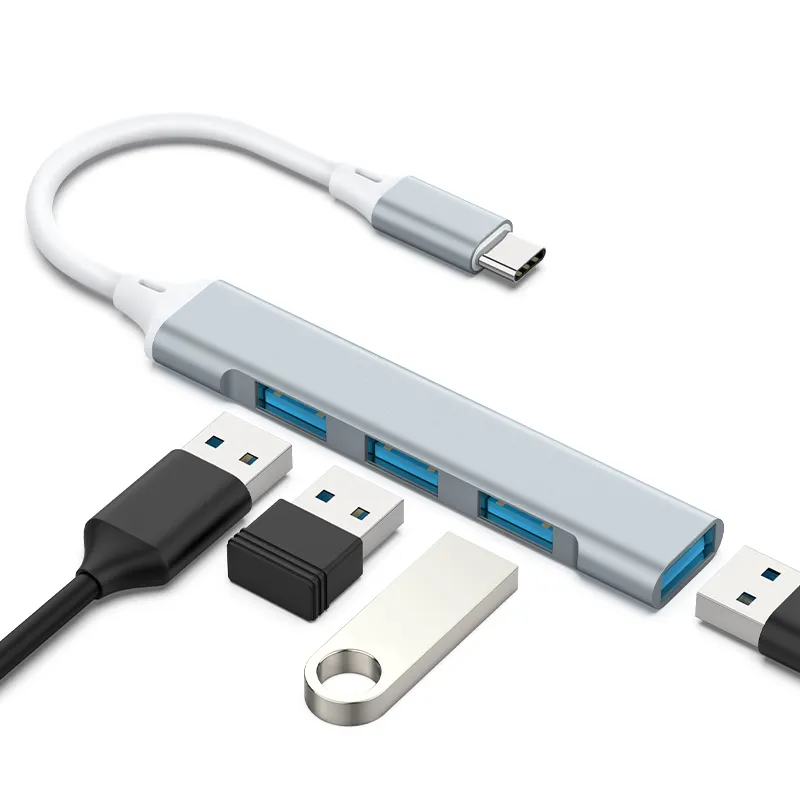 4-in-1 USB Typ C Hub Multiport-Adapter mit Hochgeschwindigkeits-USB 3.0-Anschlüssen weit kompatibel mit USBC-Laptops und Typ-C-Geräten