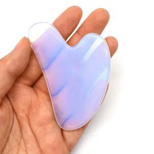 100% echter Opal Jade Guasha Herzform Opalite Gua Sha Board Kratz massage gerät zur Reduzierung von Hautfalten Anti-Aging