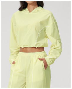 Nuevo <span class=keywords><strong>Blazer</strong></span> Corto de <span class=keywords><strong>Mujer</strong></span> con Capucha y Protección UV de Cuatro Lados, de Lana/Seda de Secado Rápido para Exteriores FWT3598 - Product Image 3