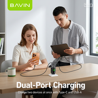 BAVIN Promo Panas Charger Dinding LED Pintar PC2196Y Berkualitas Tinggi EU Pd Qc3.0 25w dengan Kabel Usb