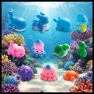 Resina <span class=keywords><strong>Mar</strong></span> Océano mundo terrario animales en miniatura sello pingüino Oso Polar cangrejo medusas delfín pulpo playa chico juguete de baño - Product Image 1