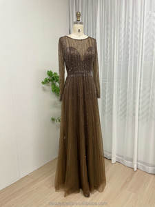 Vestido de Noche Largo con Cuentas y Lentejuelas de Lujo PBS002B, Vestido de Fiesta Musulmán Árabe para Mujer, Vestidos de Gala para Ocasiones Formales - Product Image 3