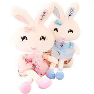 Free shipping Soft Anime Plush Kawaii Cute Pink dress rabbit doll birthday gift for children and girls