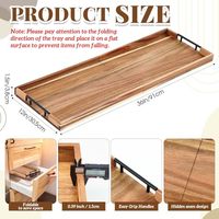 Plateau de service pliable en bois de 60 cm de qualité supérieure avec poignées, plateau de lit multifonctionnel pour le petit-déjeuner, plateau individuel pour canapé, plateau à collation