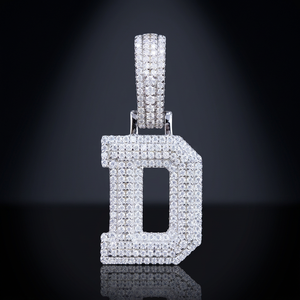 Colgante de Letra B de Moissanita Chapado en Rodio de Plata 925, con Incrustaciones de Circonitas, Corte Brillante, Estilo Hip Hop, Unisex, Regalo para Fiestas, Joyería - Product Image 2