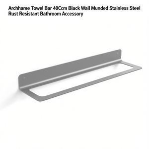 Porte-serviettes Archhome 40 cm noir, fixation murale, acier inoxydable, résistant à la rouille, accessoire de salle de bain - Product Image 3
