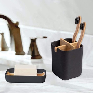 BAMBWARE Portapenne e Portaspazzolino Moderno Rettangolare in Fibra di Bambù Biodegradabile Senza Plastica <span class=keywords><strong>per</strong></span> Ufficio e <span class=keywords><strong>Bagno</strong></span> - Product Image 3