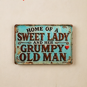 Targa Vintage in Latta con <span class=keywords><strong>Tipografia</strong></span> Rustica - Decorazione Murale Retrò per Ingresso di Casa, Veranda o Cottage - Product Image 1