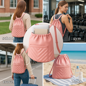Eco-friendly Silicone Fabric <b>Backpack</b> Waterproof Lightweight <b>Drawstring</b> Bag for School Travel Gym Custom Logo OEM ODM Supplier - Product Image 6