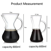 Carafe à café en verre borosilicate transparent de 600 ml/800 ml, écologique, avec filtre en acier inoxydable, compatible micro-ondes