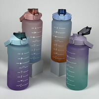Bouteille d'eau de sport de grande capacité de 2 litres de couleur dégradée bouteille de voyage en plastique givré 2000ML bouteille à boire