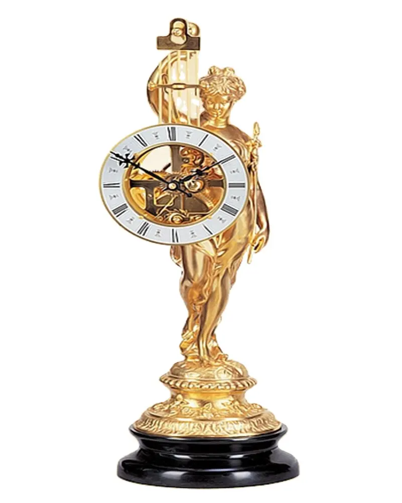 The Imitated from 19th French 24K Gilt Pretty Woman Antique Vintage Luxury Classic Ormulu Solid Brass Sob Pendulum Table Clock