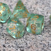 Set Dadu DND Hijau Muda 42 Buah, Tas Dadu D&D Polihedral, Inklusi Mylar Iridescent, Set Lengkap Termasuk Semua Dadu Polihedral