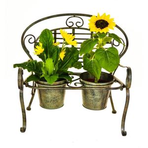 Outdoor Indoor Folding Metal flower pot stand <span class=keywords><strong>2</strong></span> Pot antique color Metal Garden plant Pot holder - Product Image 6