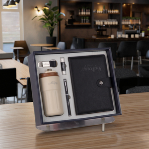 Executive Corporate Gift Box Set - Luxury Notebook, Pen & Bottle Combo for Business Professionals