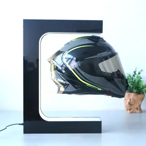 Iluminación Led acrílica con logotipo personalizado, soporte de exhibición para casco giratorio de motocicleta, bicicleta, fútbol, levitante magnético