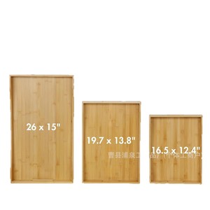 Bandeja de Servir de Bambú 26x15 19.7x13.8 16.5x12.4 Pulgadas Color Madera Natural Estilo Simple Para Té, Fruta, Pan, Uso en Hoteles - Product Image 1