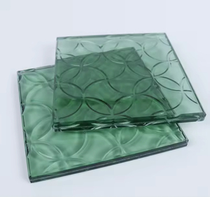 Panneau de verre décoratif teinté vert, motif de cercles entrelacés, art mural moderne pour la décoration intérieure de la maison - Product Image 5