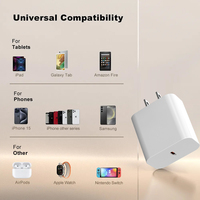 Cargador de Teléfono Móvil PD de 30W con USB-A Tipo-C para iPhone 16/15/14/M13/12 Pro Max