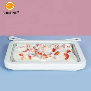 DIY जमे हुए दही स्टेनलेस स्टील फ्राइड आइस क्रीम मशीन पैन बर्फ क्रीम रोलर प्लेट मिनी आइस क्रीम निर्माता
