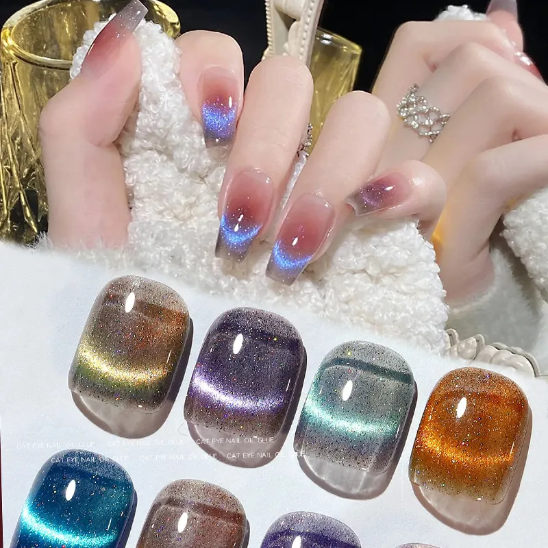 Wholesale 8ml Nail Art Gel New Ice Transparent 8 Colors Snow Cat Eye Gel Nails Color Coat Soak-Off UV LED Gel Polish