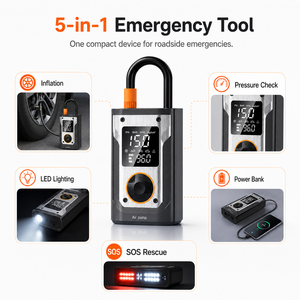 Inflador de Neumáticos Inalámbrico Portátil, Compresor de Aire Digital de 150 PSI, Bomba de Aire para Auto Recargable por USB-C de 20L/Min con Banco de Energía LED SOS - Product Image 3