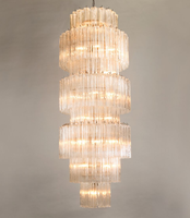Lustre en verre de Murano de conception italienne, tube en verre décoratif long pour escalier, couloir