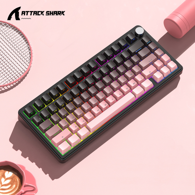 Attack Shark X85 Russian Mechanical Keyboard RGB Three Mode Wireless BT Hot Plug Russian Game Mechanical Keyboard