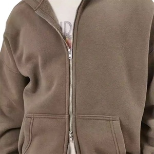 Factory Custom Men's <b>Jackets</b> Long Hoodie High Quality Cotton Fleece <b>Jacket</b> Full <b>Zipper</b> Blank Plain Hoody <b>Jacket</b> for Men - Product Image 5