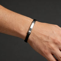 Bracelet d'identité en acier inoxydable argenté de mode en gros, chaîne cubaine avec gravure de nom personnalisée pour hommes et femmes, affaires