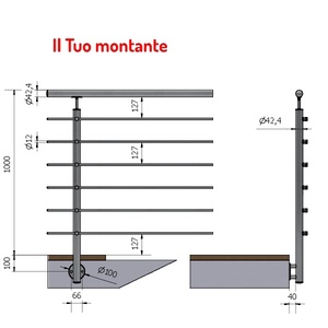 ราวจับ A4แนวตั้งสำหรับ P110106-6 SKU ทำจากผ้าซาตินสเตนเลสสตีล AISI 316สมาชิก6คนความสูง42.4 Mt - Product Image 1