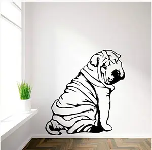 新款法国斗牛犬墙贴乙烯基客厅家居装饰不干胶墙贴时尚动物卧室壁纸