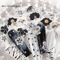 30 buah/kit seri Punk hitam putih lucu seni kuku buatan tangan Resin jimat bunga desain 3D kuku bunga akrilik bunga akrilik