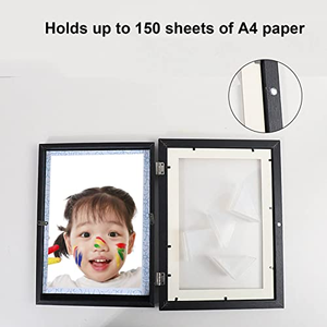 <b>Square</b> Wooden Artwork <b>Frame</b> Magnetic Front Opening Wall Hanging Picture <b>Frame</b> Black Polished Holiday Decoration - Product Image 5