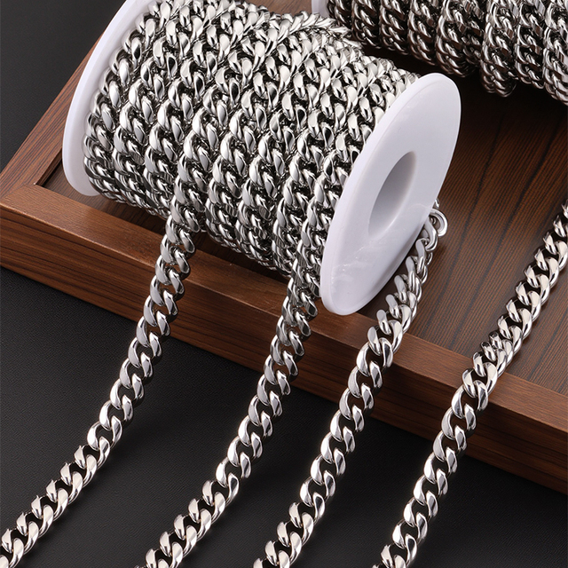 Factory Supply DIY Handbag Accessories Bulk Custom Multi Sizes Stainless Steel Chain Anti-tarnish Waterproof Metal Chain