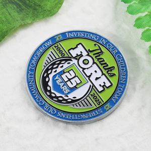 Moeda Comemorativa Personalizada de <span class=keywords><strong>Metal</strong></span> em Liga de Zinco com Esmalte Multicolorido e Logotipo em Relevo – Edição Especial de Golfe para o 25º Aniversário - Product Image 4