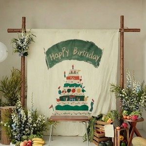 Selamat Ulang Tahun Pertama Bendera Pesta Anak-anak Kain Gantung Latar Belakang Dinding Permadani Dekorasi Dalam Ruangan - Product Image 2