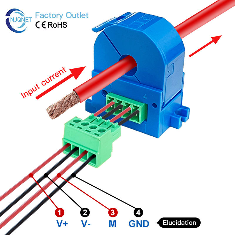 QNLCK1-20 Ac 100mA 200mA 1A Output Dc 4-20mA RS485 Split Core Current Sensor Transducer CT Clamp Leakage Current Transformer