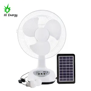 HiEnergy güneş LED ampul ile şarj edilebilir Fan 12 inç enerji tasarrufu güneş Powerd taşınabilir 3 Bladers masa fanı DC ücretli